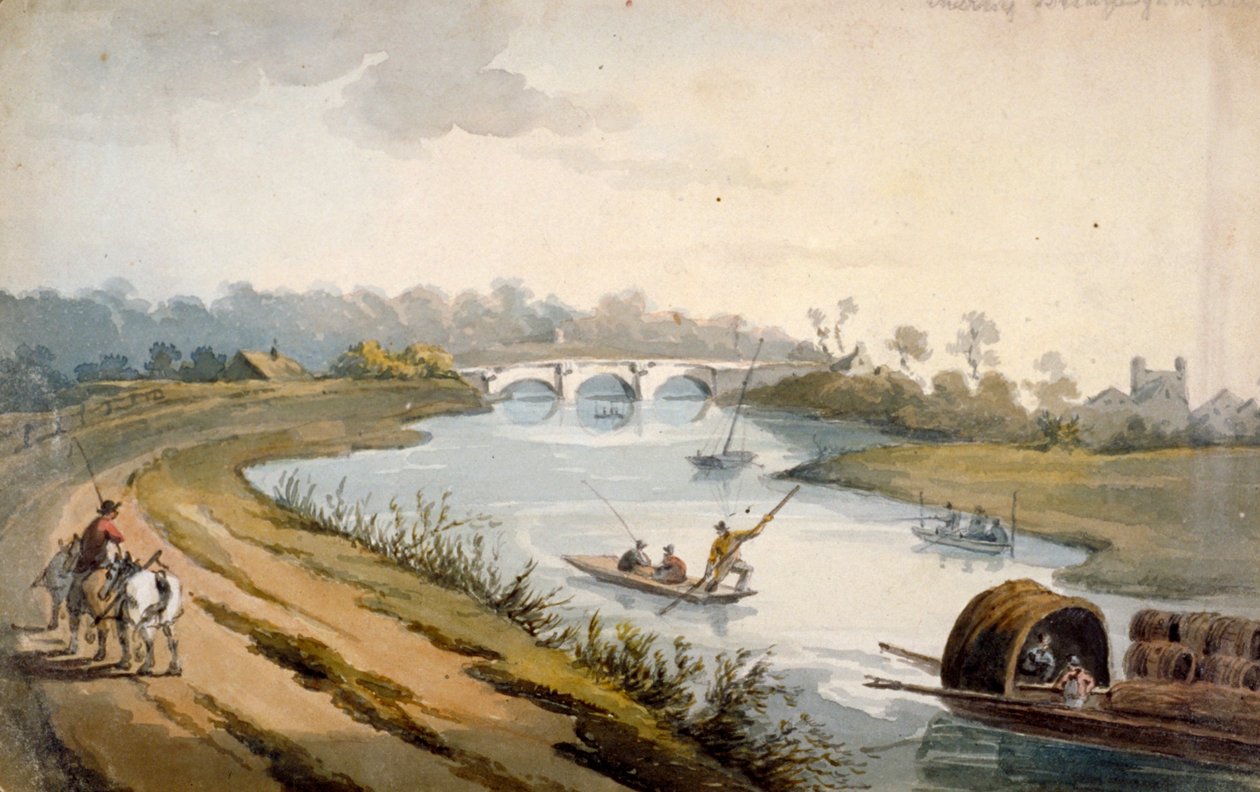 Tamiza w pobliżu Chertsey, Surrey, ok. 1820 autorstwa George Shepheard