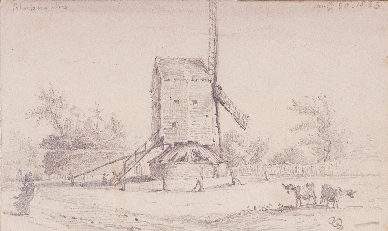 Widok wiatraka na Blackheath, Greenwich, Londyn, 1833 autorstwa George Shepheard