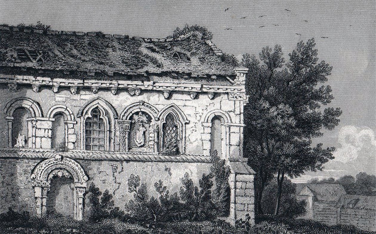 "Berfrestone" (DB) Kościół św. Mikołaja 1829 r. grawerunek Barfrestone Kent Anglia autorstwa George Shepherd