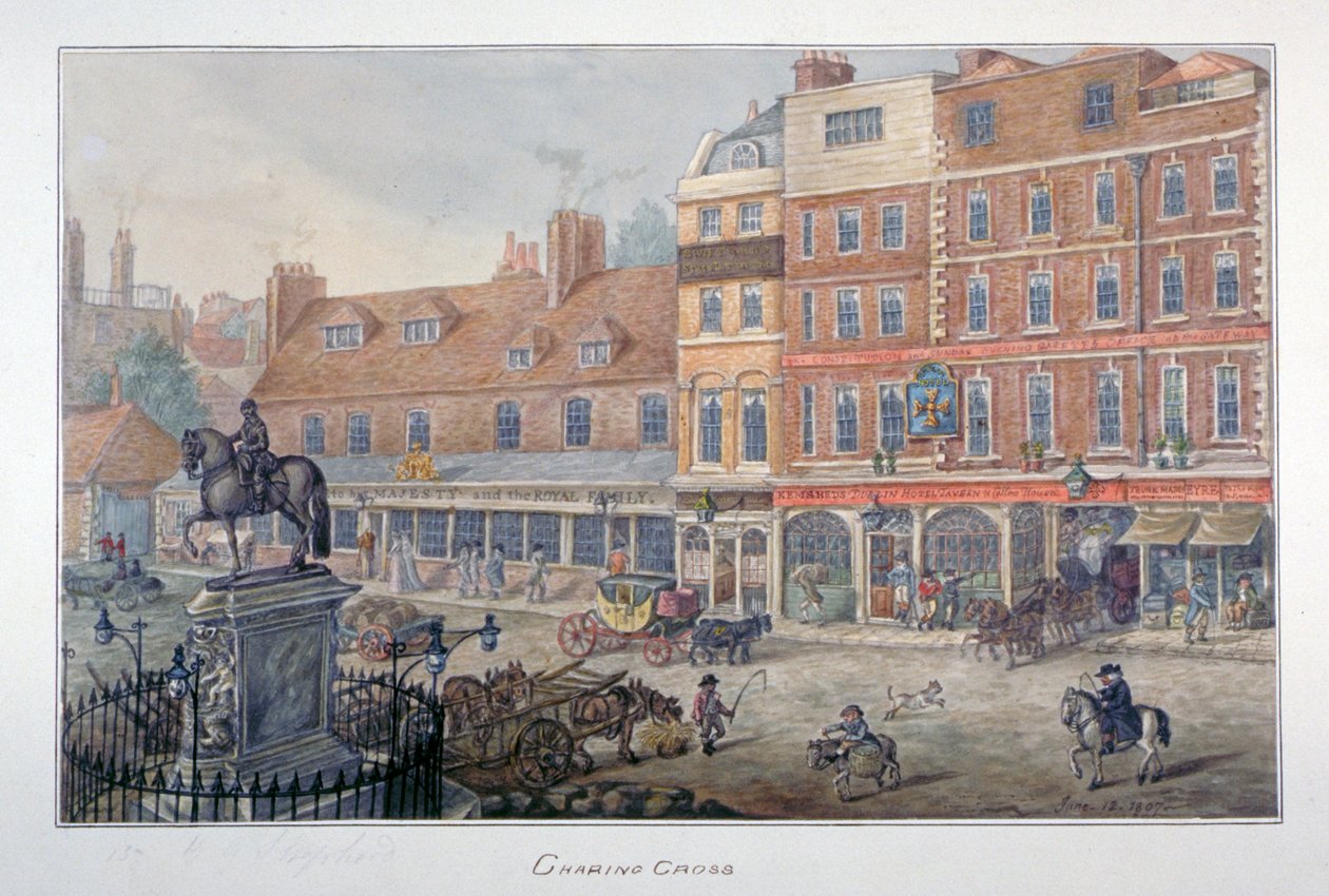 Charing Cross, Westminster, Londyn, 1807 autorstwa George Shepherd