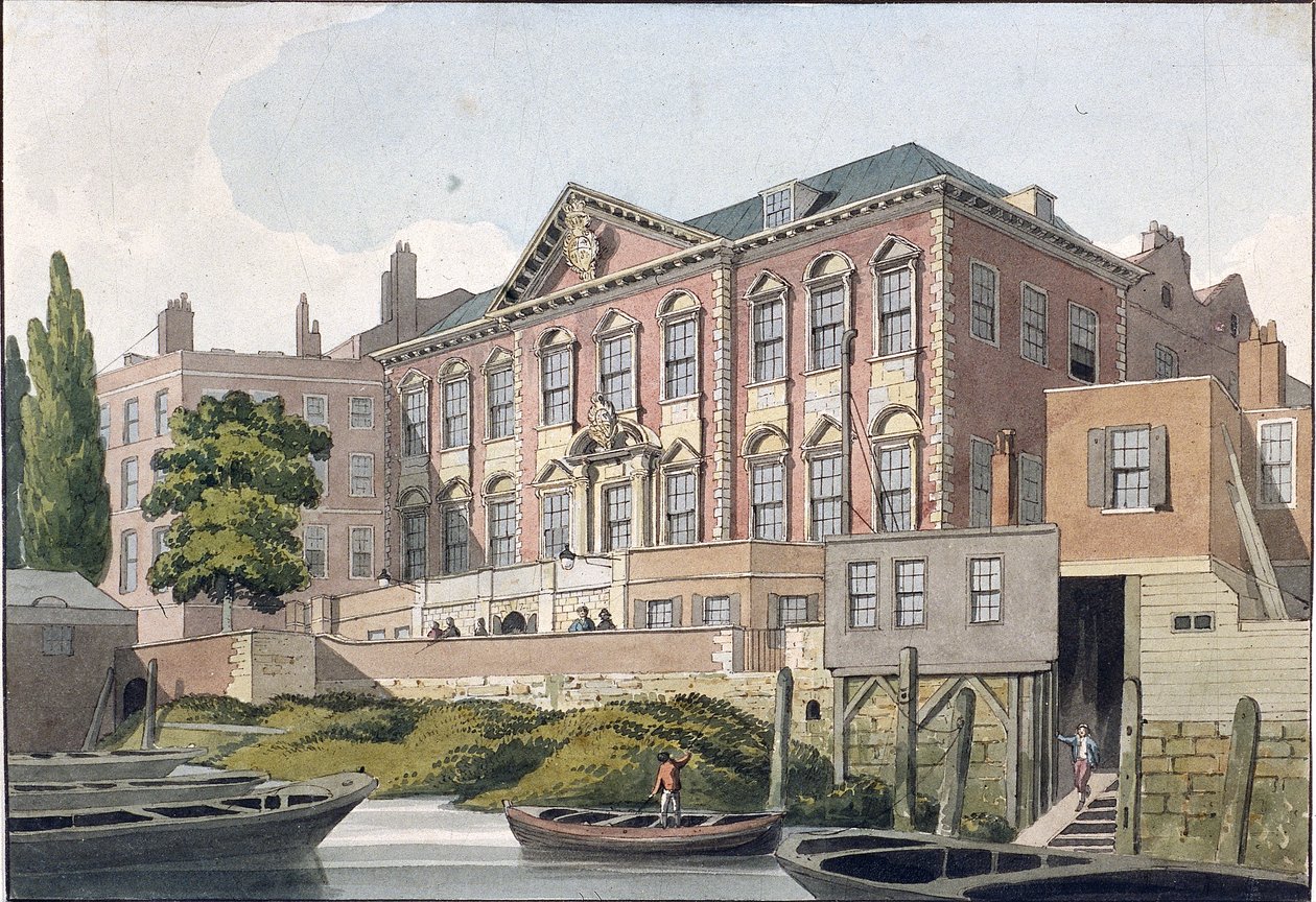 Hala handlarzy ryb od Tamizy, Londyn, ok. 1810 r. autorstwa George Shepherd