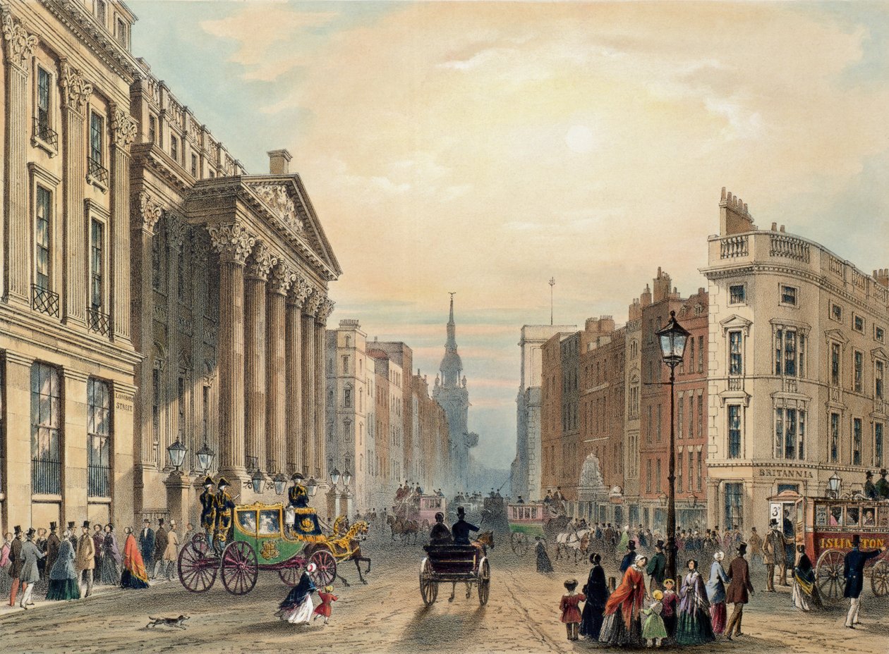 Dwór z widokiem na Cheapside, ryty przez Thomasa Pickena (zm. 1870) wydany przez Ackermann 1851 autorstwa George Shepherd