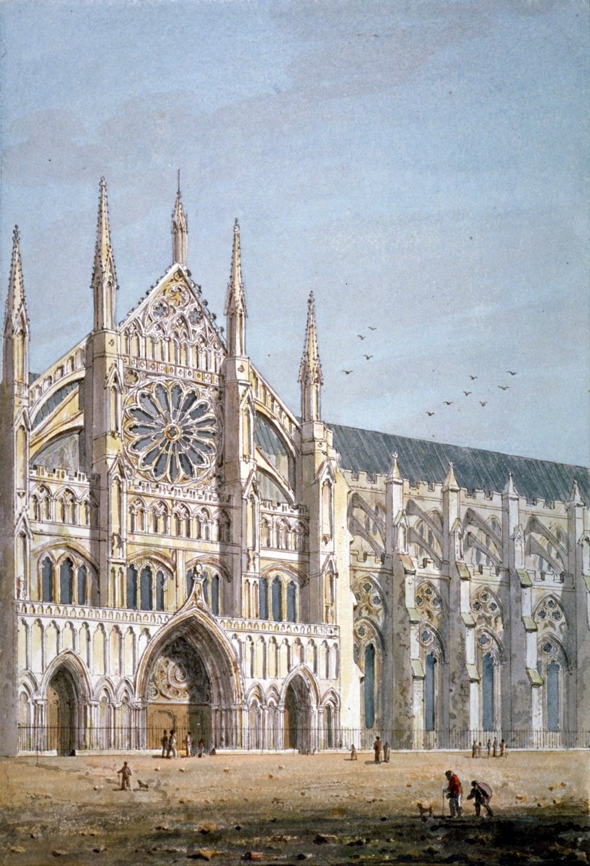 Północne drzwi Opactwa Westminsterskiego, Londyn, ok. 1810 r. autorstwa George Shepherd