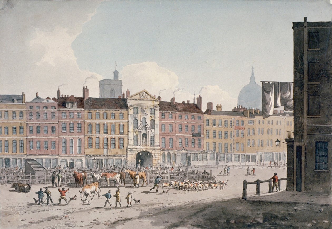 Rynek Smithfield, City of London, 1810. autorstwa George Shepherd