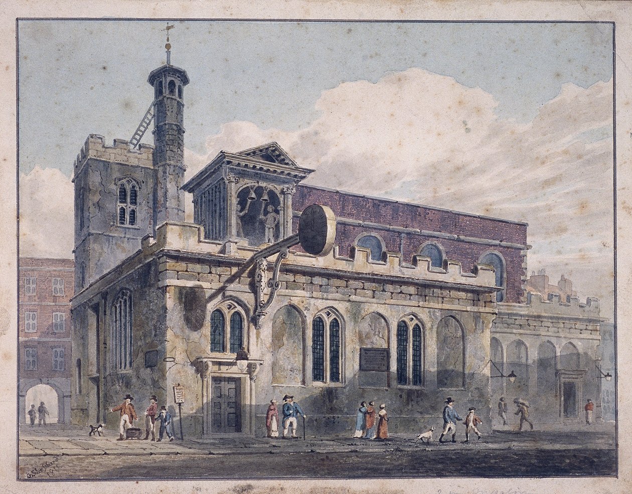 St Dunstan na Zachodzie, Londyn, 1811 autorstwa George Shepherd