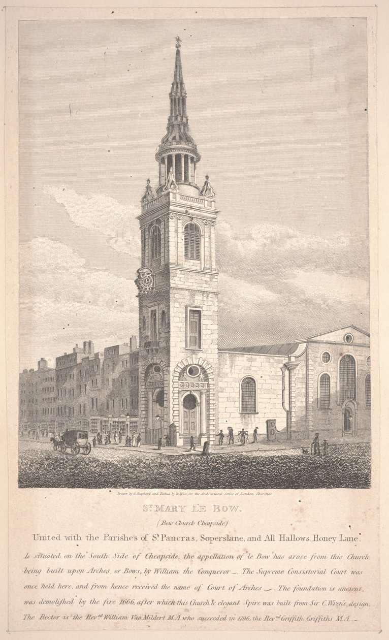 St. Mary Le Bow, wyryty przez Williama Wise