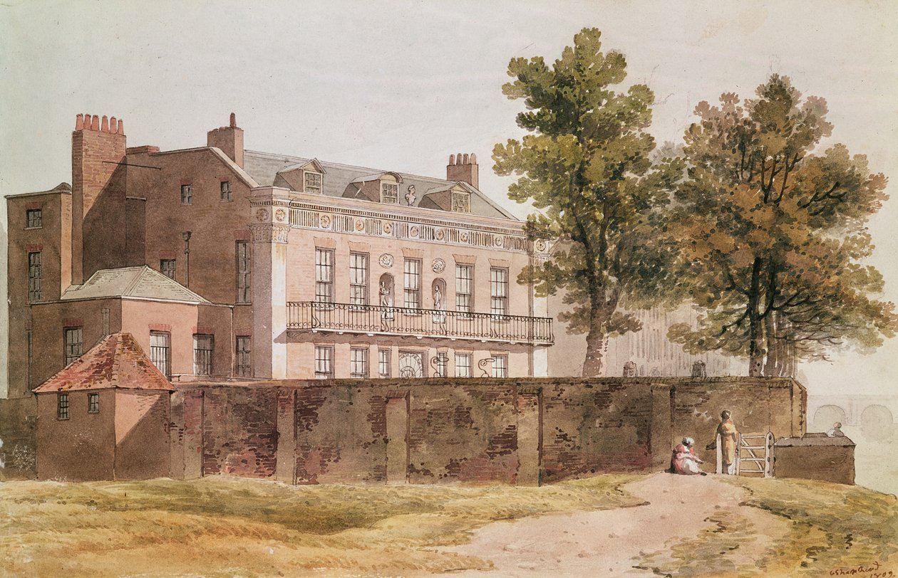 Widok Grosvenor House w Millbank, 1809 autorstwa George Shepherd