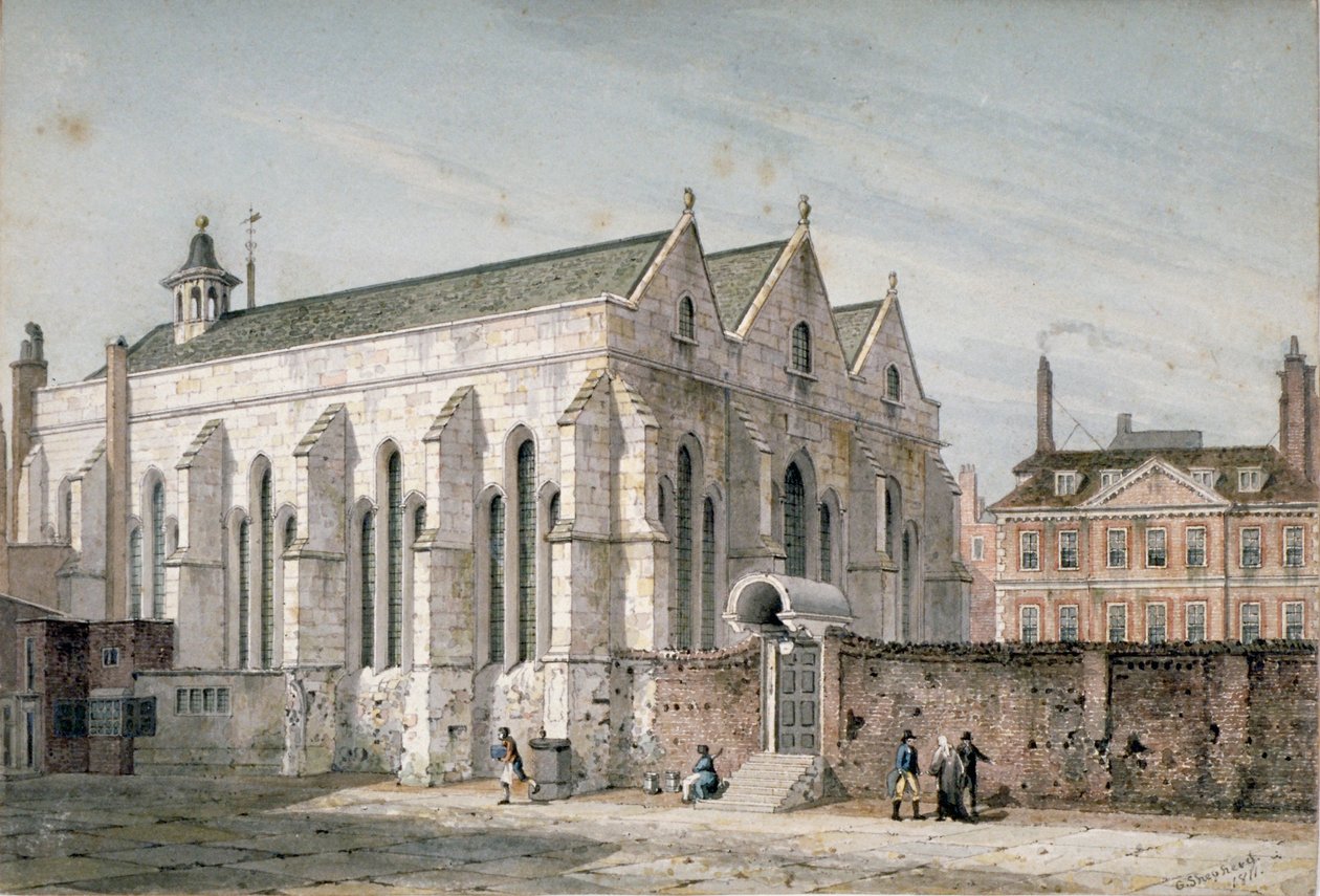 Widok kościoła Temple, City of London, 1811. autorstwa George Shepherd