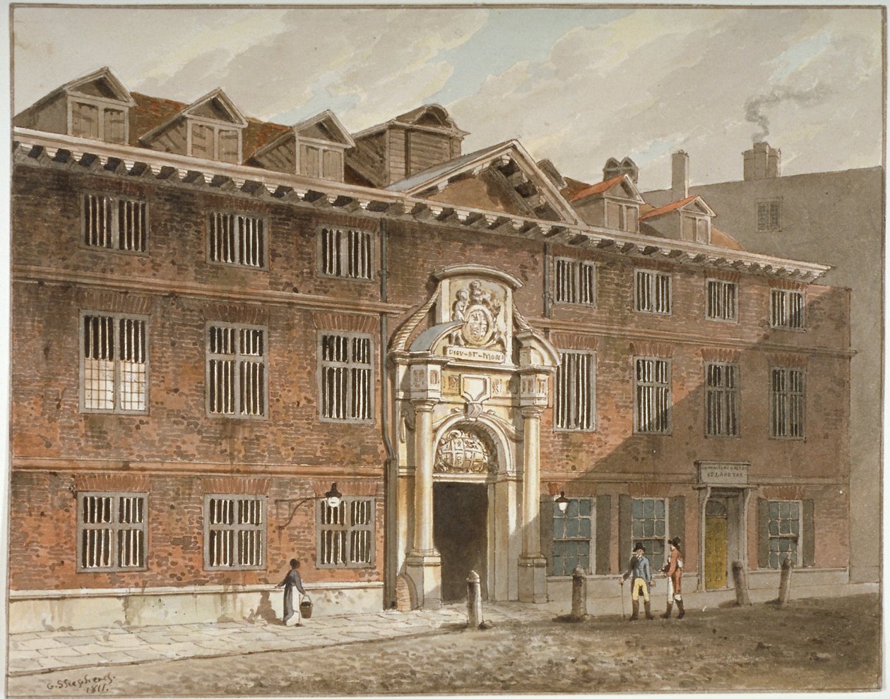 Zachodni front Blackwell Hall, King Street, City of London, 1811. autorstwa George Shepherd