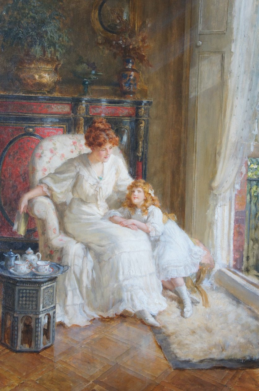 Matka i córka przy herbacie (olej na płótnie) autorstwa George Sheridan Knowles