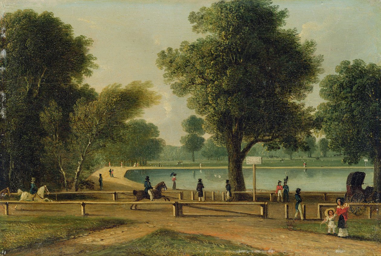 Serpentine, Hyde Park (olej na panelu) autorstwa George Sidney (attr. to) Shepherd
