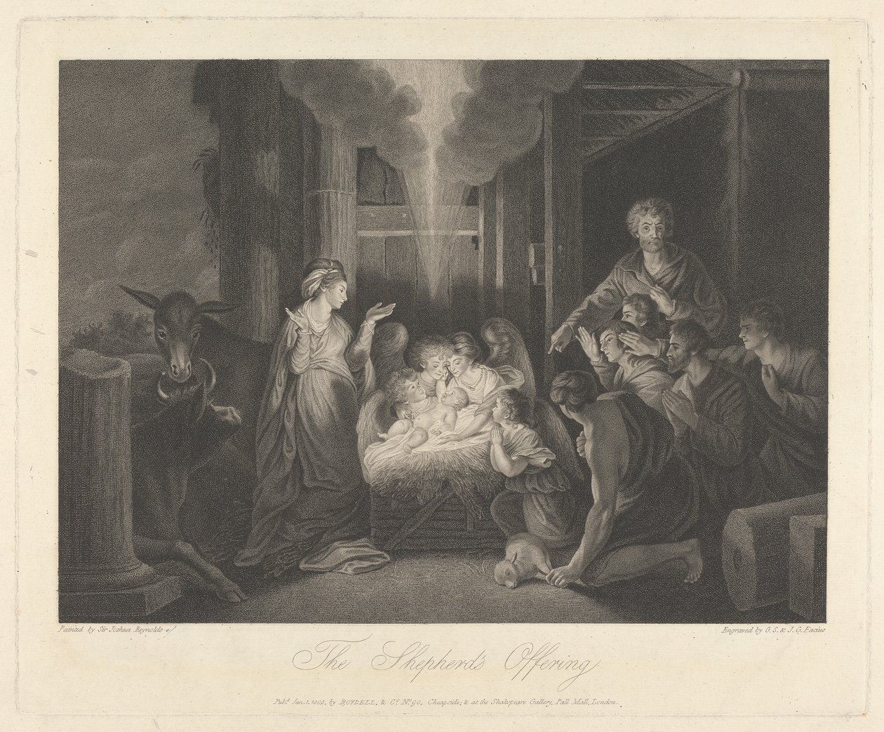Zachodnie okno kaplicy, New College Oxford: ofiara pasterza, szopka autorstwa George Siegmund Facius