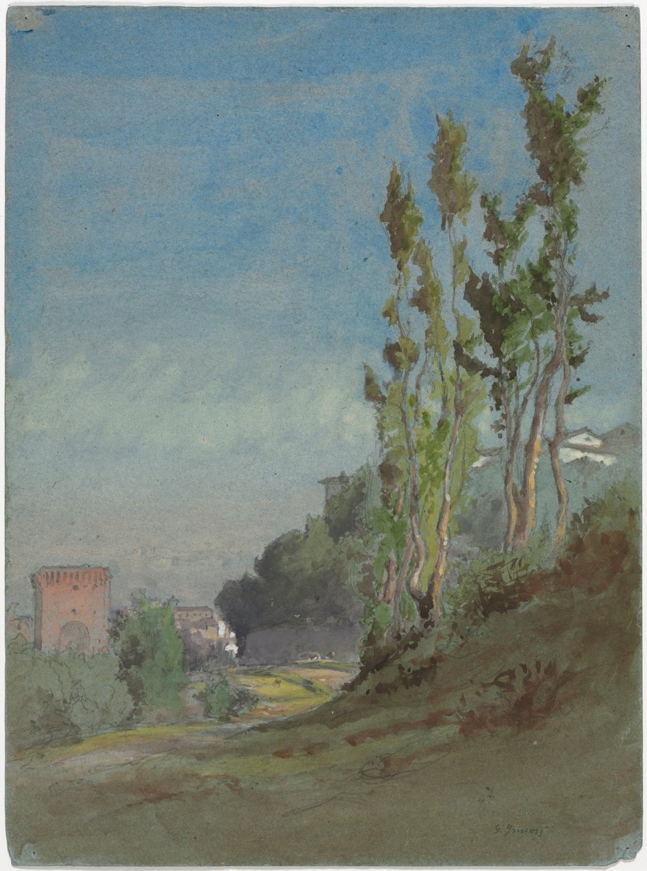 Albano, Włochy, ok. 1872 (akwarela z gwaszem na graficie) autorstwa George Snr. Inness