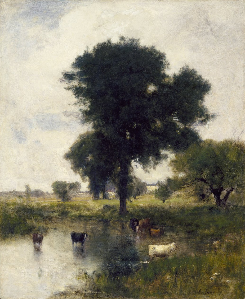 Bydło w basenie (Letni krajobraz), 1880 autorstwa George Snr. Inness