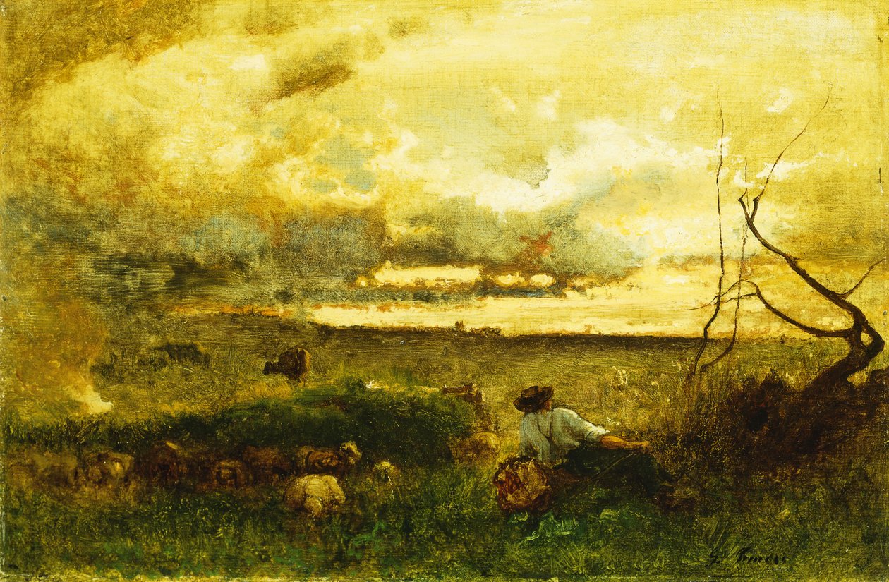 Złoty zachód słońca, autorstwa George Snr. Inness