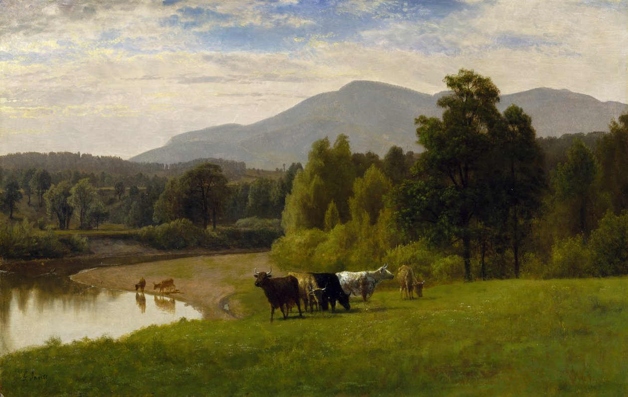 Pastwiska, 1867 (olej na papierze na płycie) autorstwa George Snr. Inness