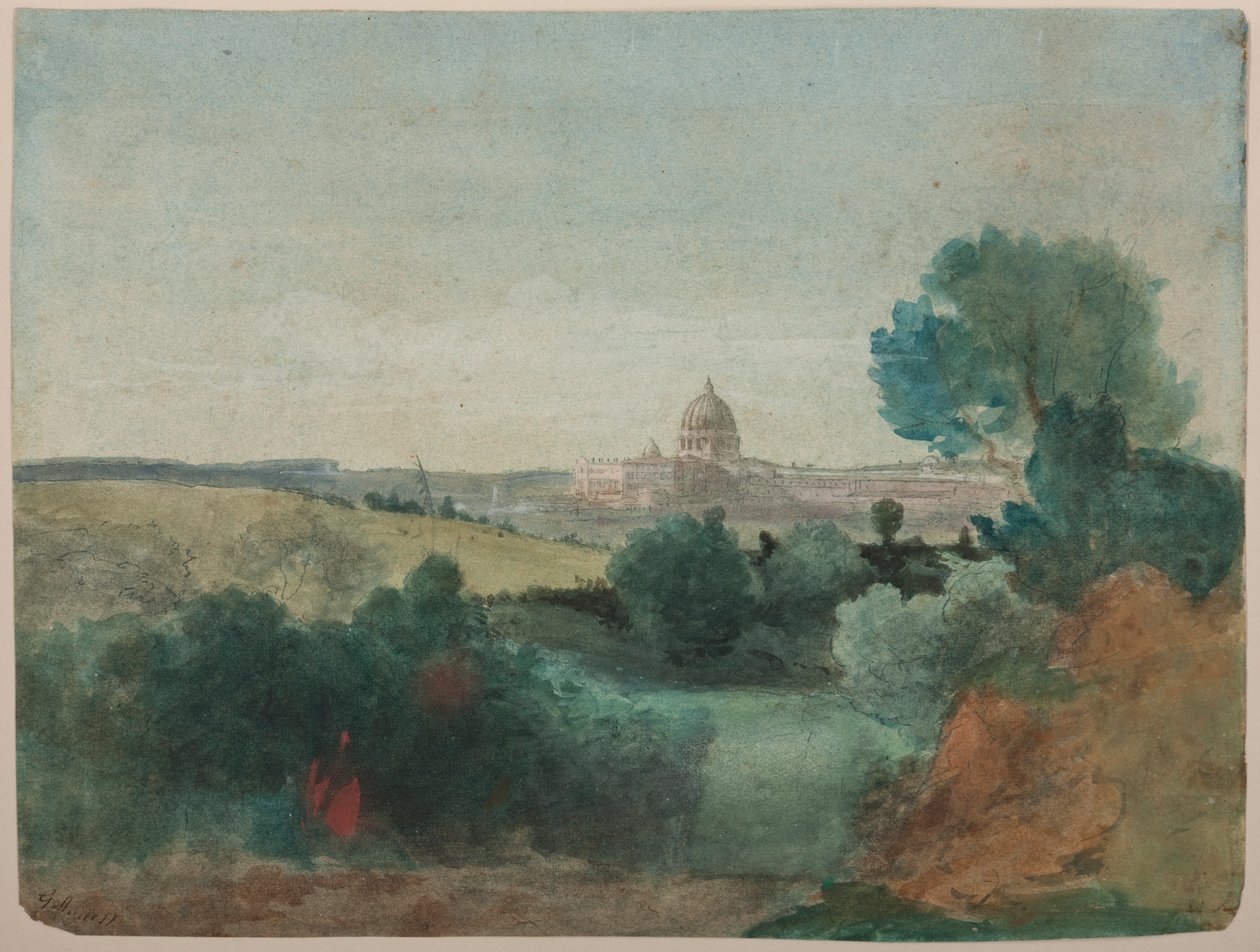 Święty Piotr widziany z Kampanii, ok. 1850 (wc nad ołówkiem na papierze) autorstwa George Snr. Inness