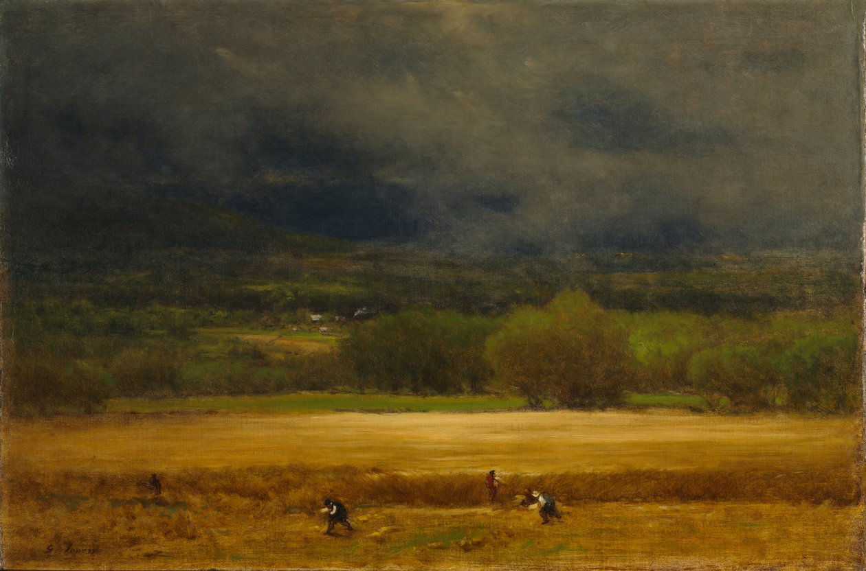 Pole pszenicy, ok. 1875-77 (olej na płótnie) autorstwa George Snr. Inness