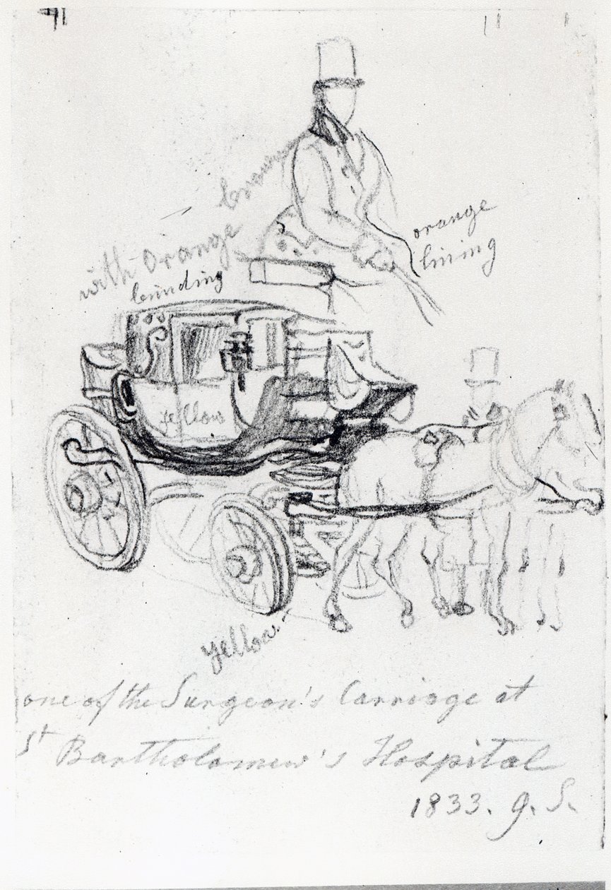 Wózek chirurga w szpitalu św. Bartłomieja, Londyn, 1833 r autorstwa George Snr Scharf