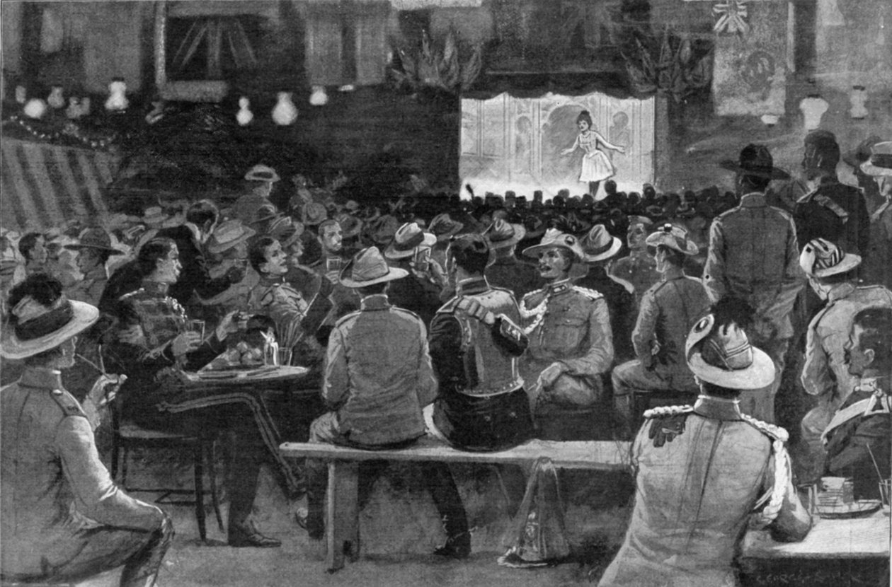 The Entertainment of Colonials wydane przez Royal Horse Guards w Albany Street Barracks, ilustracja z „Grafiki”, 19 lipca 1902 autorstwa George Soper