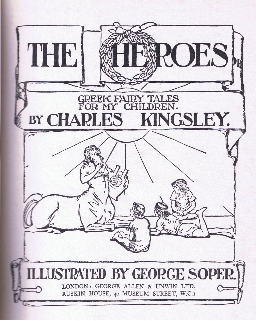 Projekt strony tytułowej, z książki The Heroes wydanej przez George Allen and Unwin 1929 autorstwa George Soper
