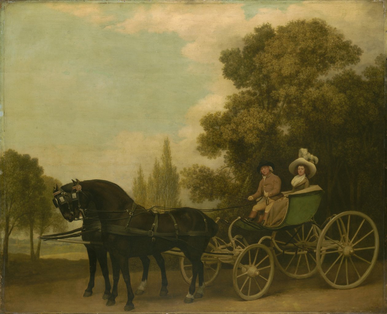 Dżentelmen prowadzący damę w Faetonie, 1787 r. autorstwa George Stubbs