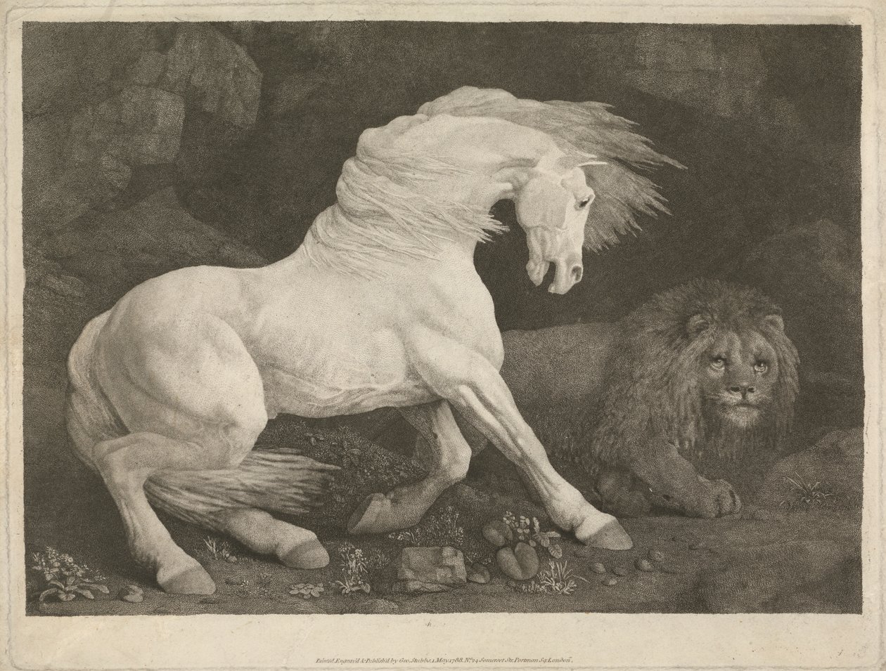 Koń przestraszony przez lwa autorstwa George Stubbs