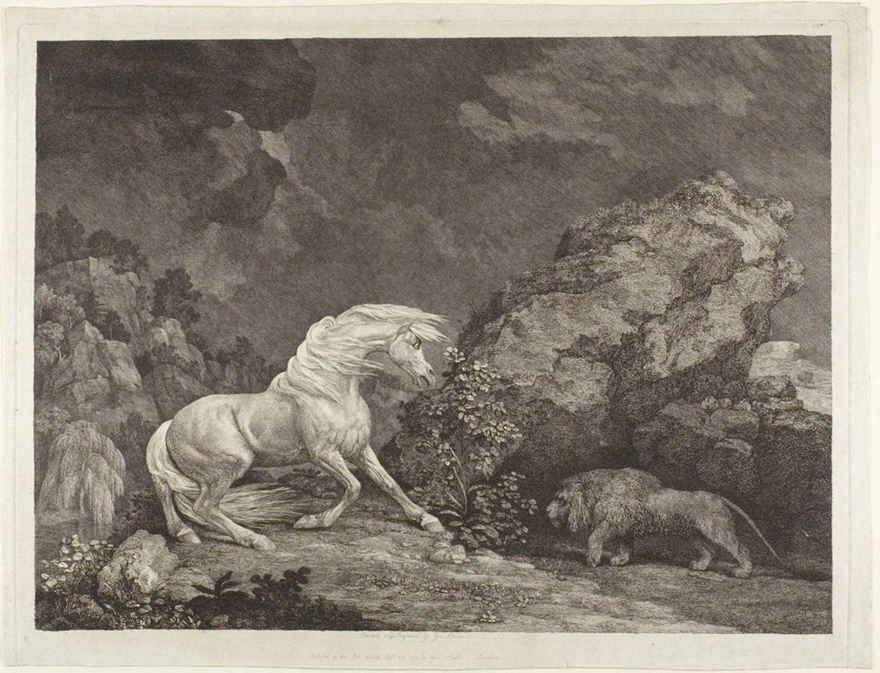 Koń przestraszony przez lwa autorstwa George Stubbs