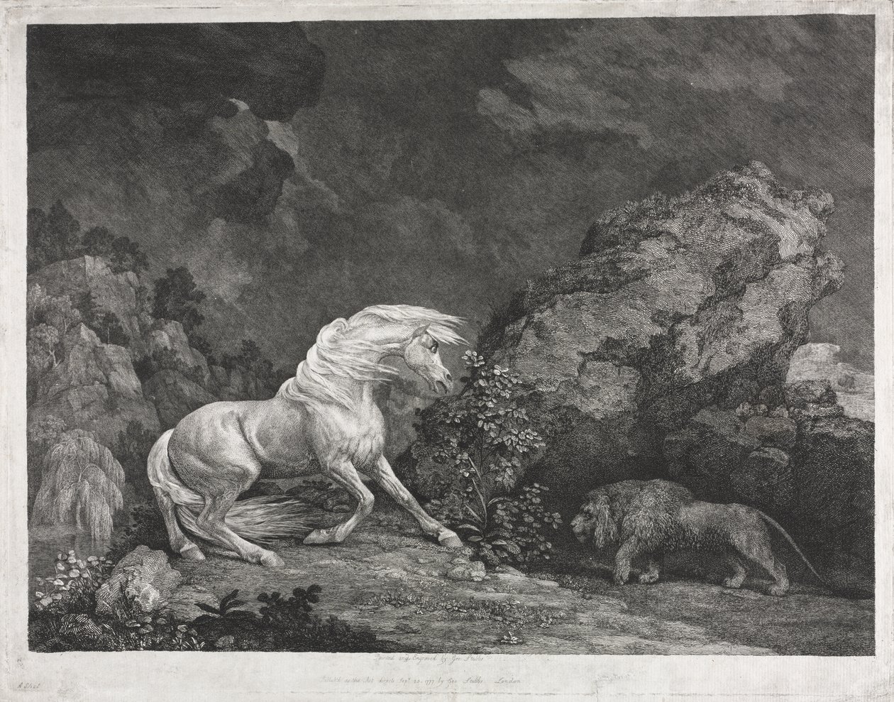 Koń przestraszony przez lwa autorstwa George Stubbs
