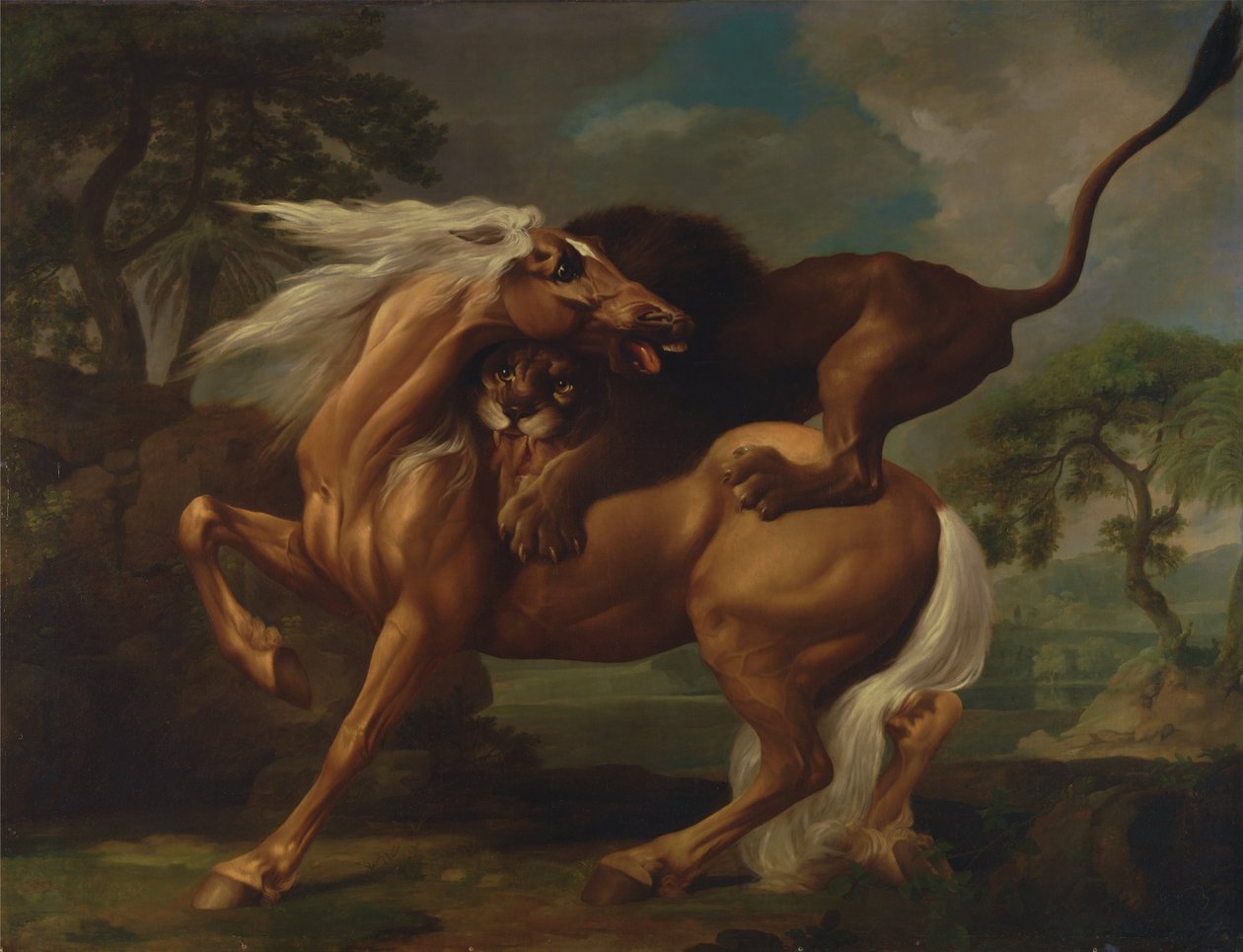 Lew atakujący konia autorstwa George Stubbs