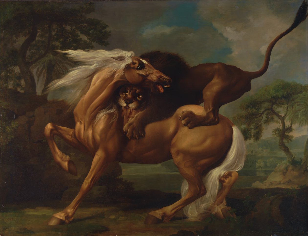 Lew atakujący konia, 1762. autorstwa George Stubbs