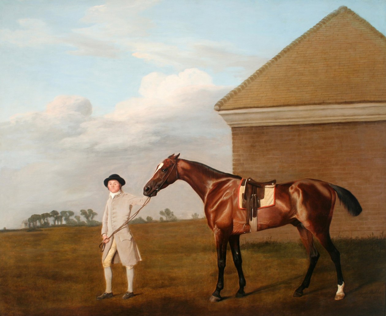 Firetail ze swoim trenerem przy Rubbing-Down House na Newmarket Heath. W 1774 roku własność Thomasa Foleya, Esquire[2] autorstwa George Stubbs