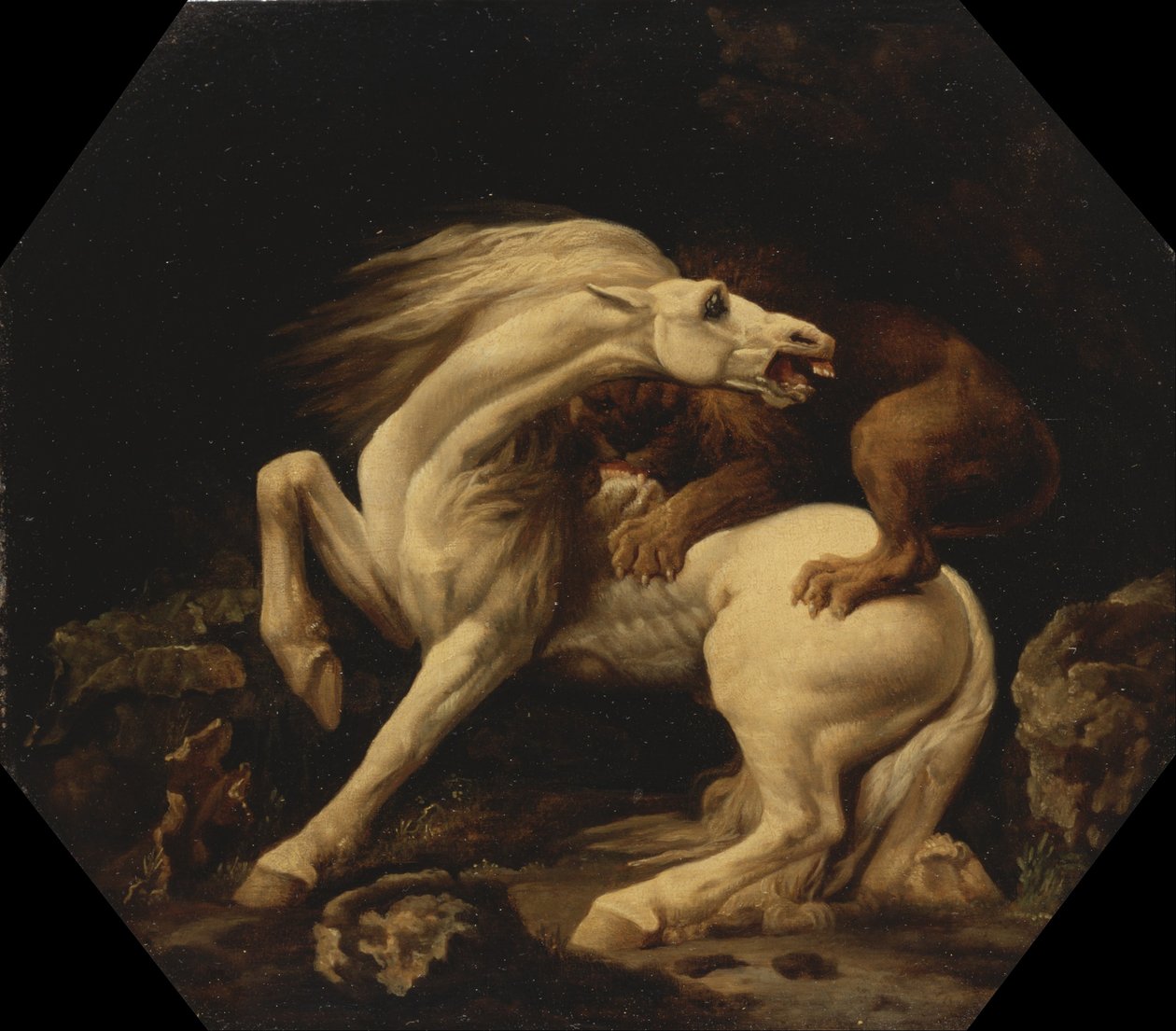 Koń zaatakowany przez lwa (odcinek C) autorstwa George Stubbs