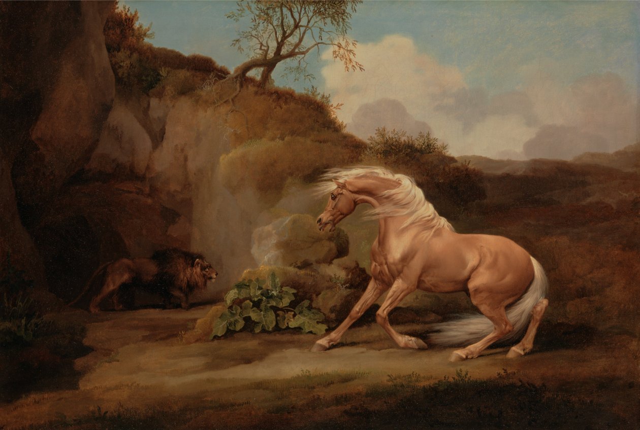 Koń przestraszony przez lwa autorstwa George Stubbs