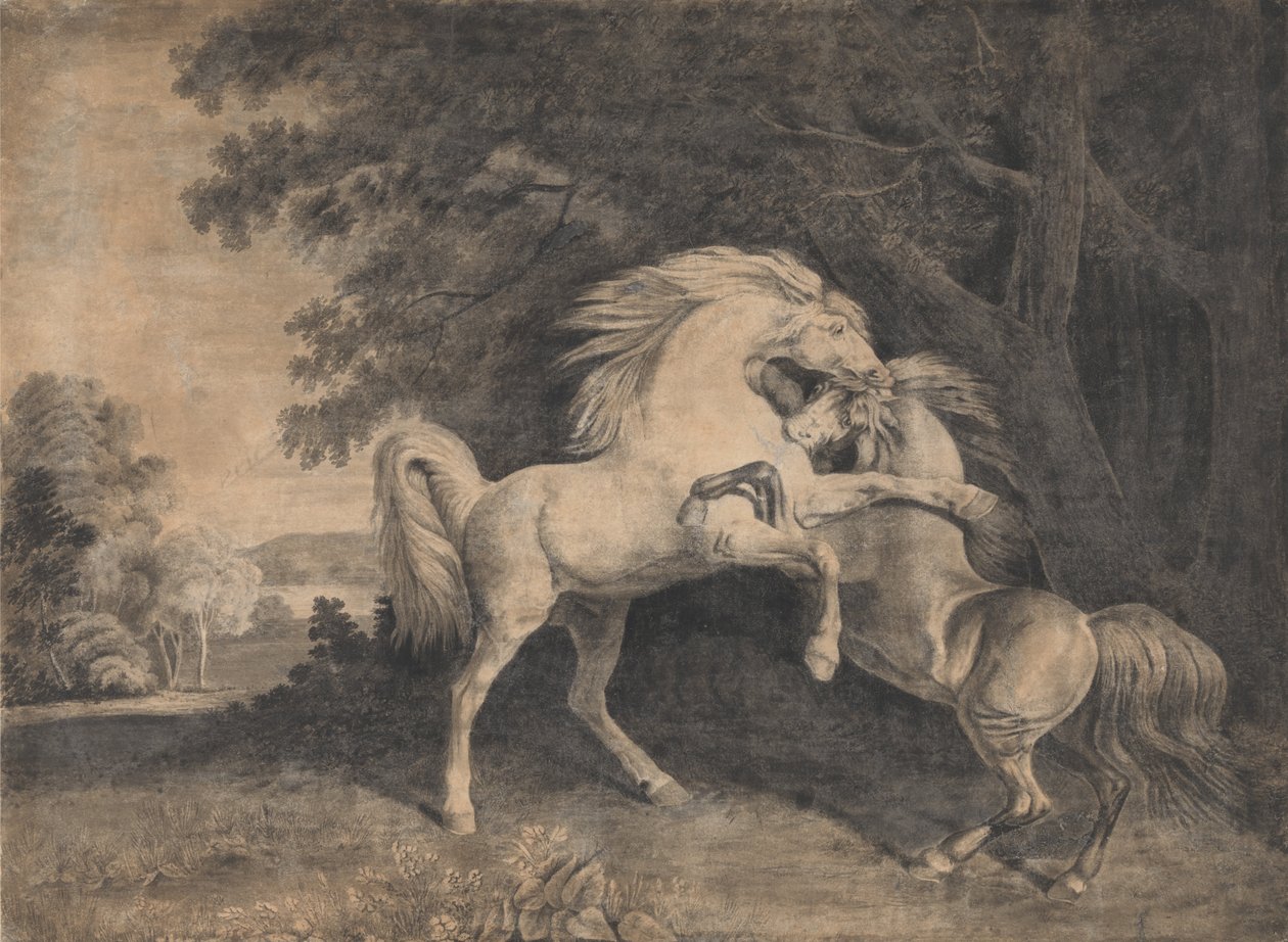 Walka koni autorstwa George Stubbs