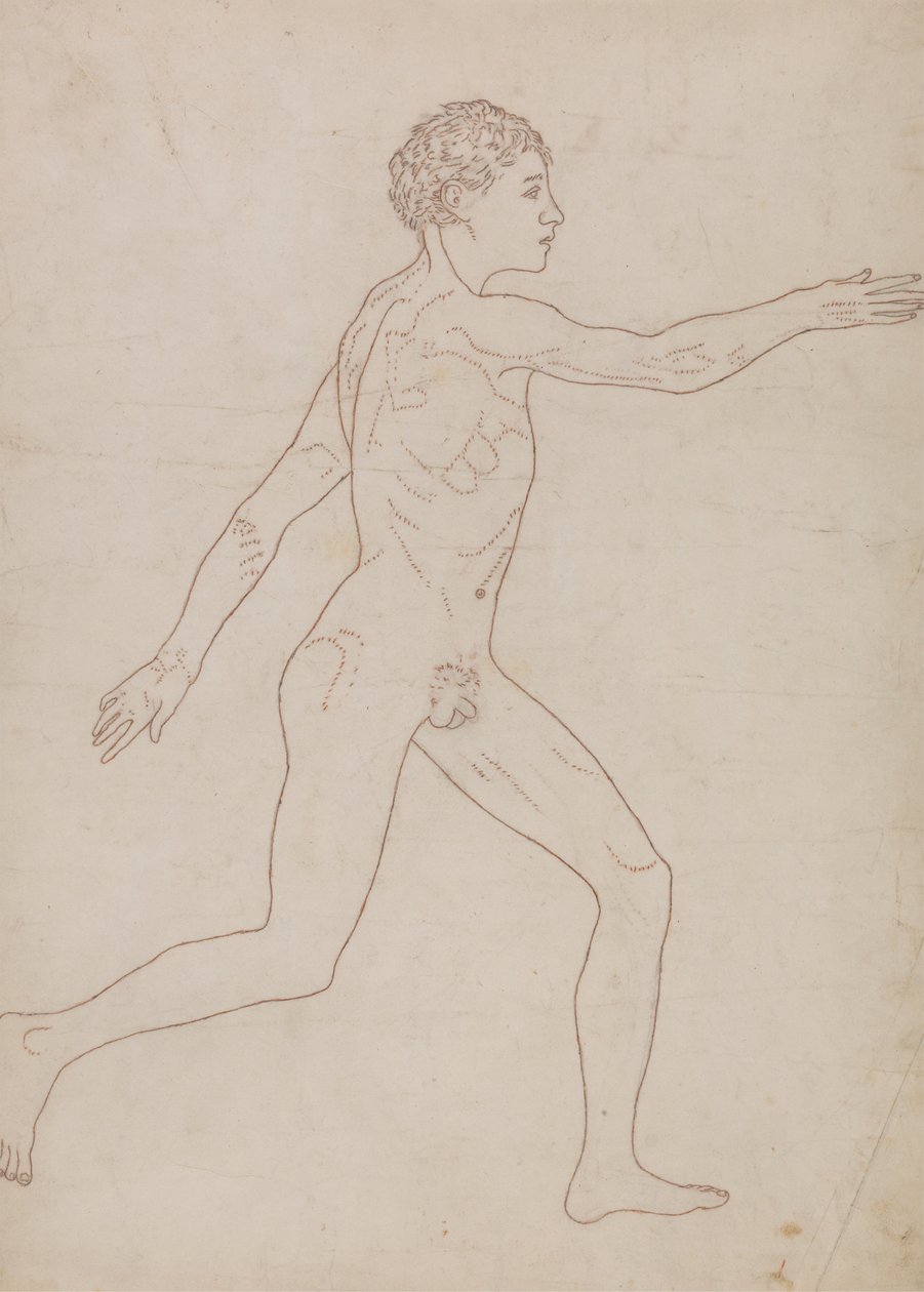 Postać ludzka, widok z boku (zarys studium na odwrocie tabeli VIII) autorstwa George Stubbs