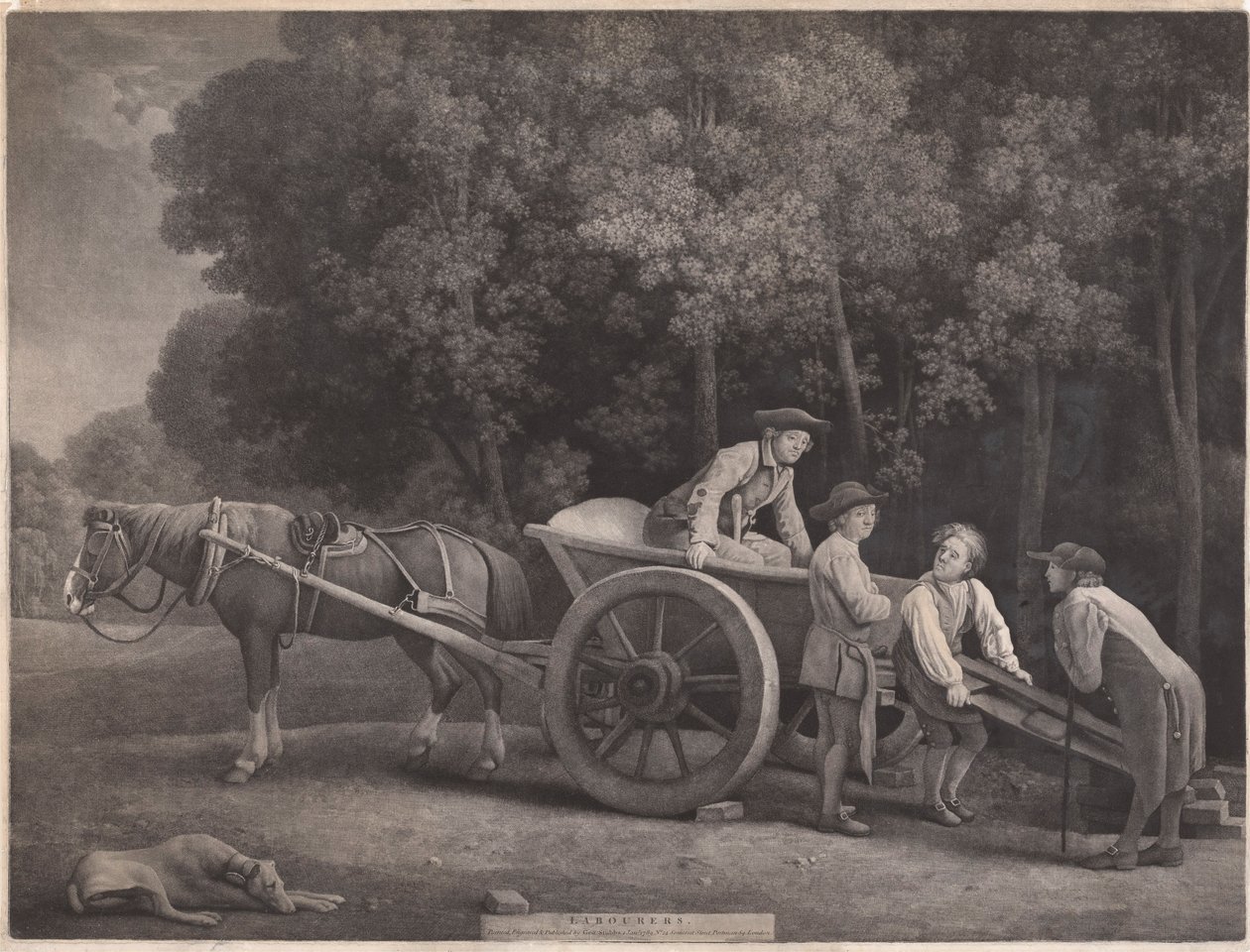 Robotnicy, ryty przez artystę, wyd. 1789 (akwaforta) autorstwa George Stubbs