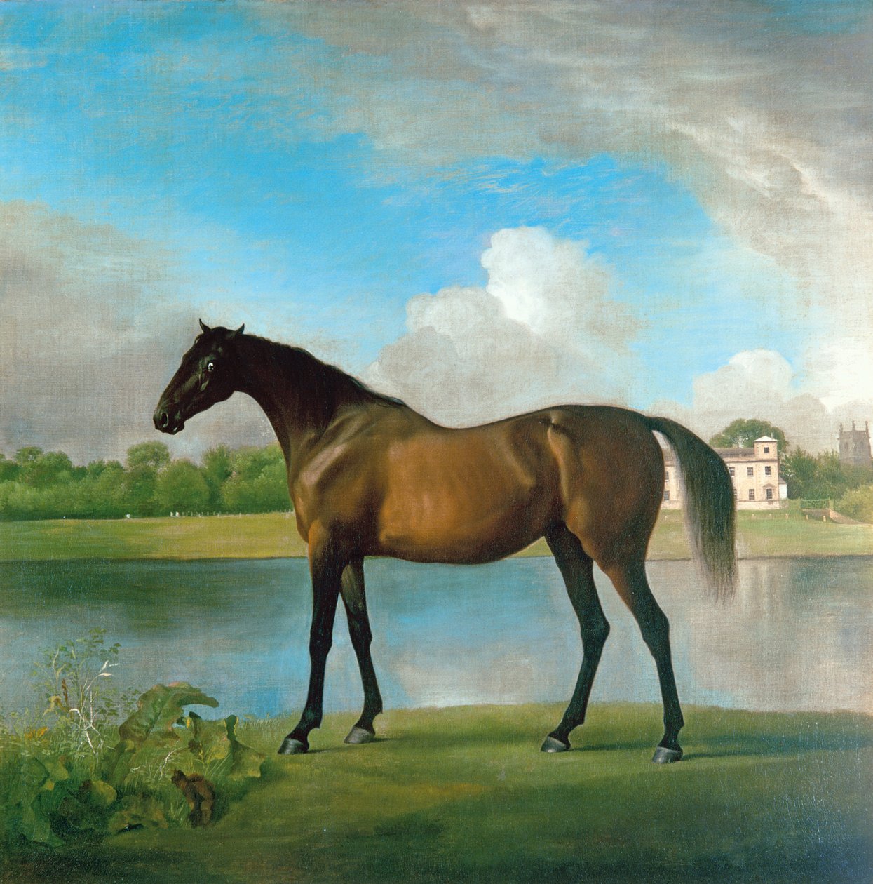 Klacz lorda Bolingbroke na terenie Lydiard Park, Wiltshire, ok. 1764-66 (olej na płótnie) autorstwa George Stubbs