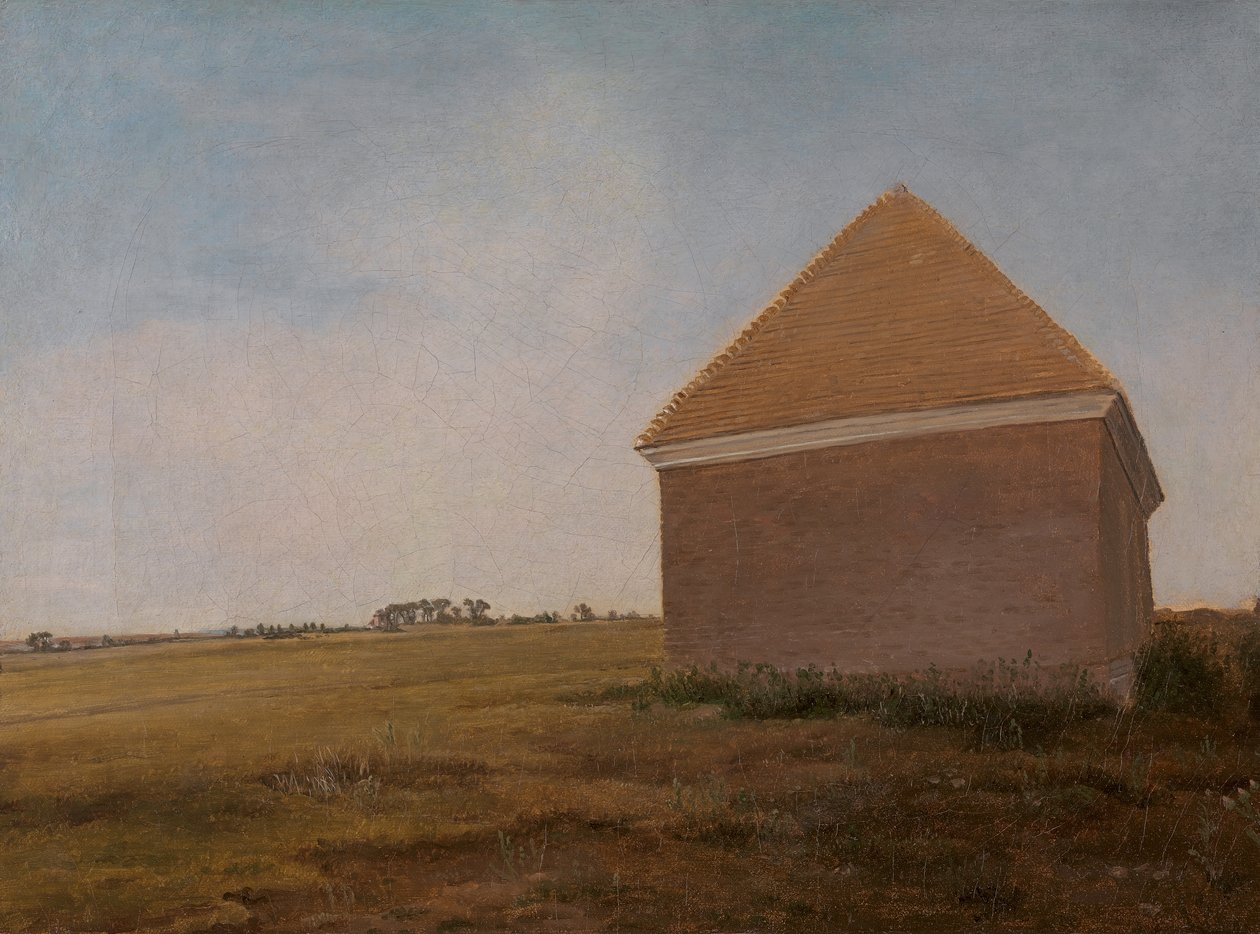 Newmarket Heath, z domem królewskiej stajni na mecie Beacon Course, ca. 1765. autorstwa George Stubbs