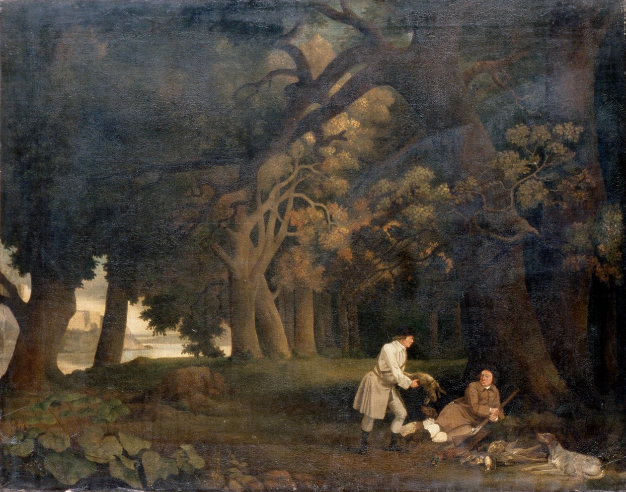 Scena w lesie (olej na płótnie) autorstwa George Stubbs