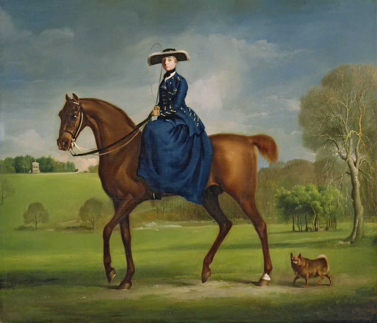 Hrabina Coningsby w stroju polowania na Charltona, ok. 1760 r autorstwa George Stubbs