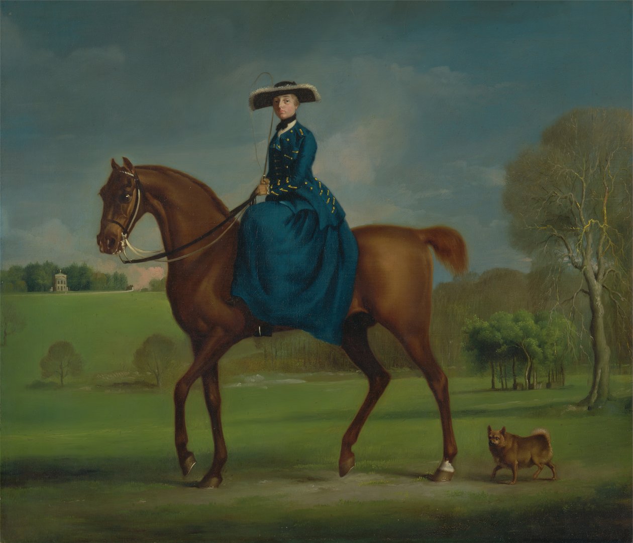 Hrabina Coningsby w stroju polowania na Charltona, ca. 1760. autorstwa George Stubbs