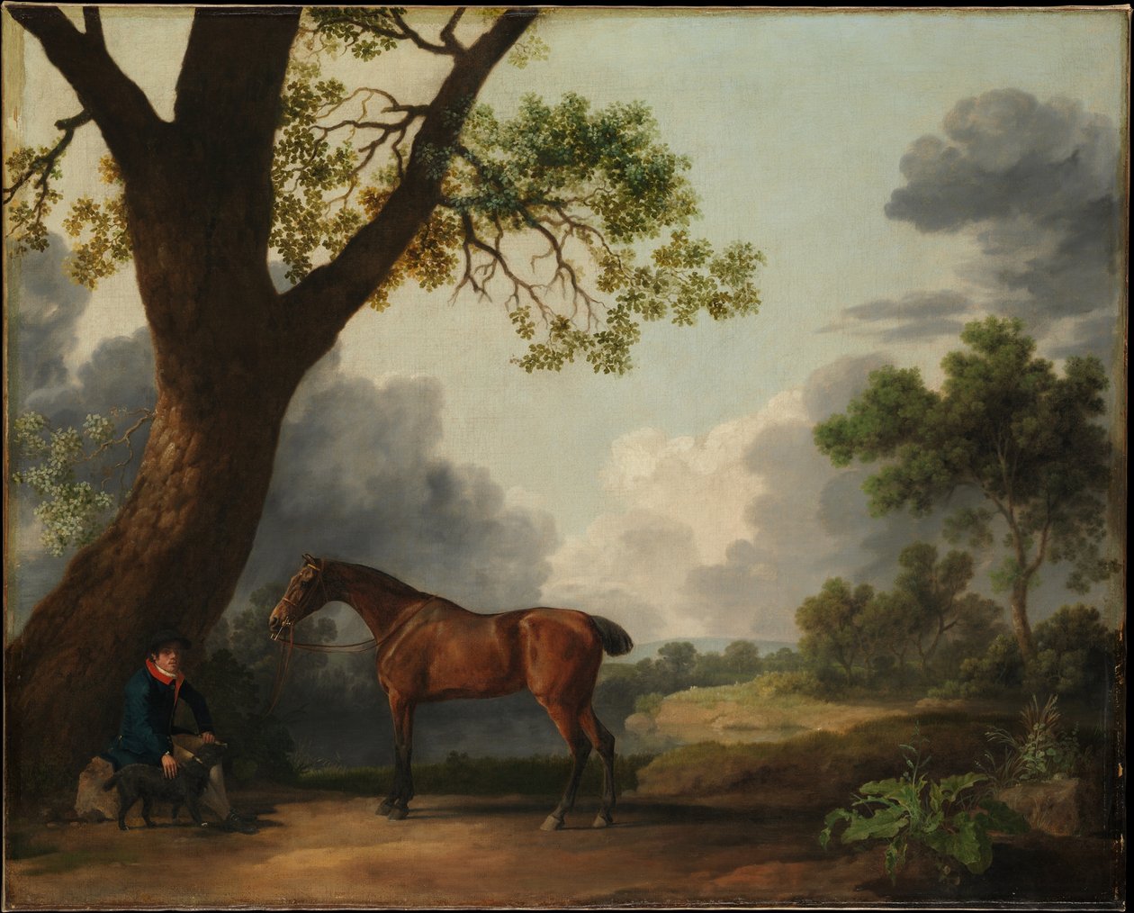 Koń myśliwski trzeciego księcia Dorset z masztalerzem i psem autorstwa George Stubbs