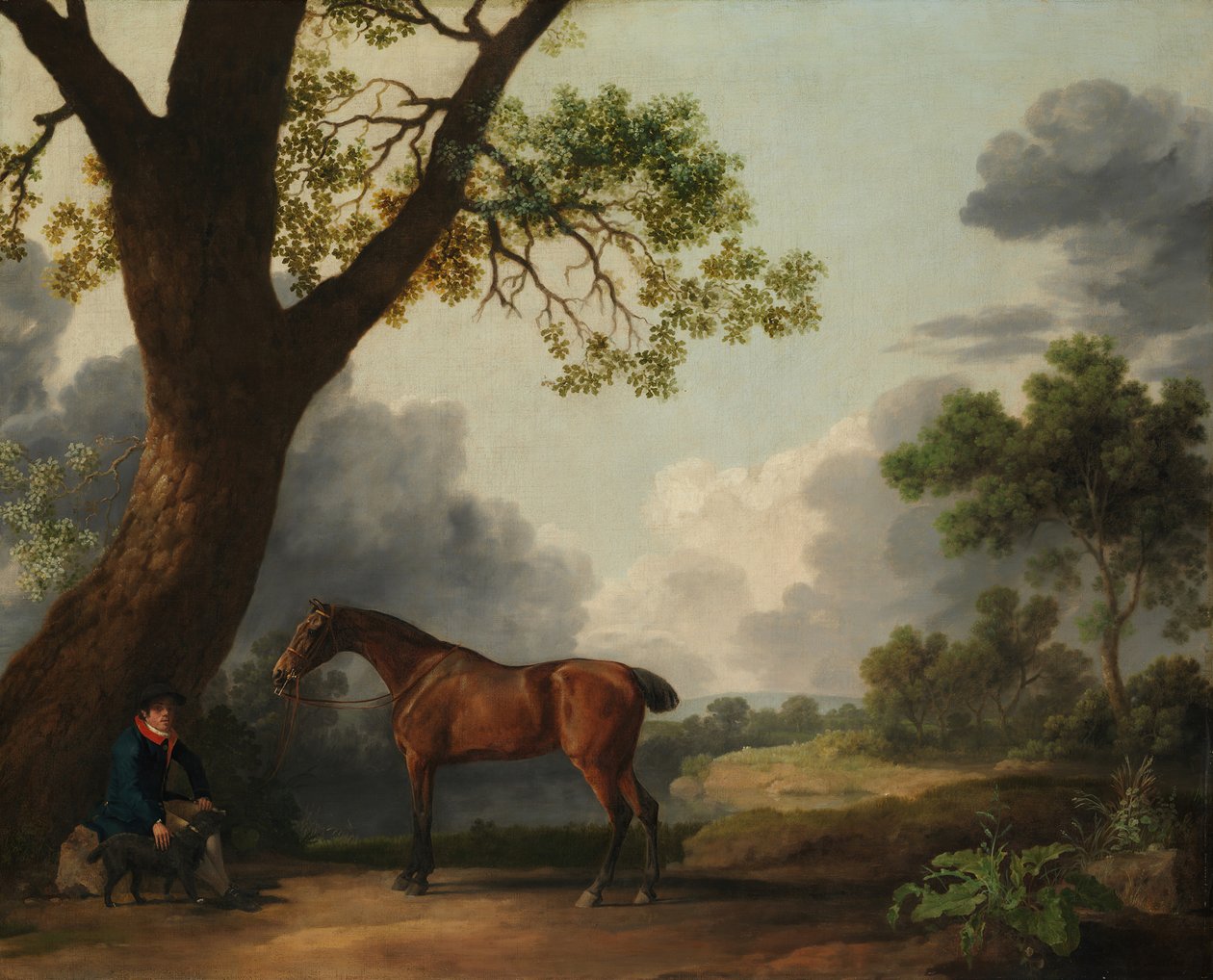 Łowca trzeciego księcia Dorset z panem młodym i psem, 1768. autorstwa George Stubbs
