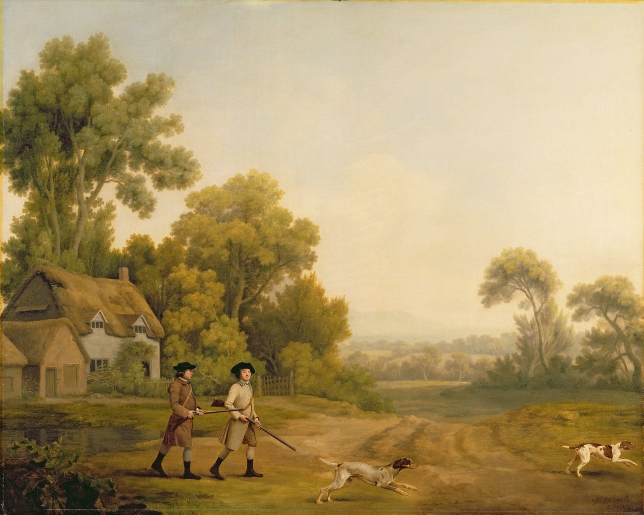 Dwóch dżentelmenów na strzelaninie (olej na płótnie) autorstwa George Stubbs