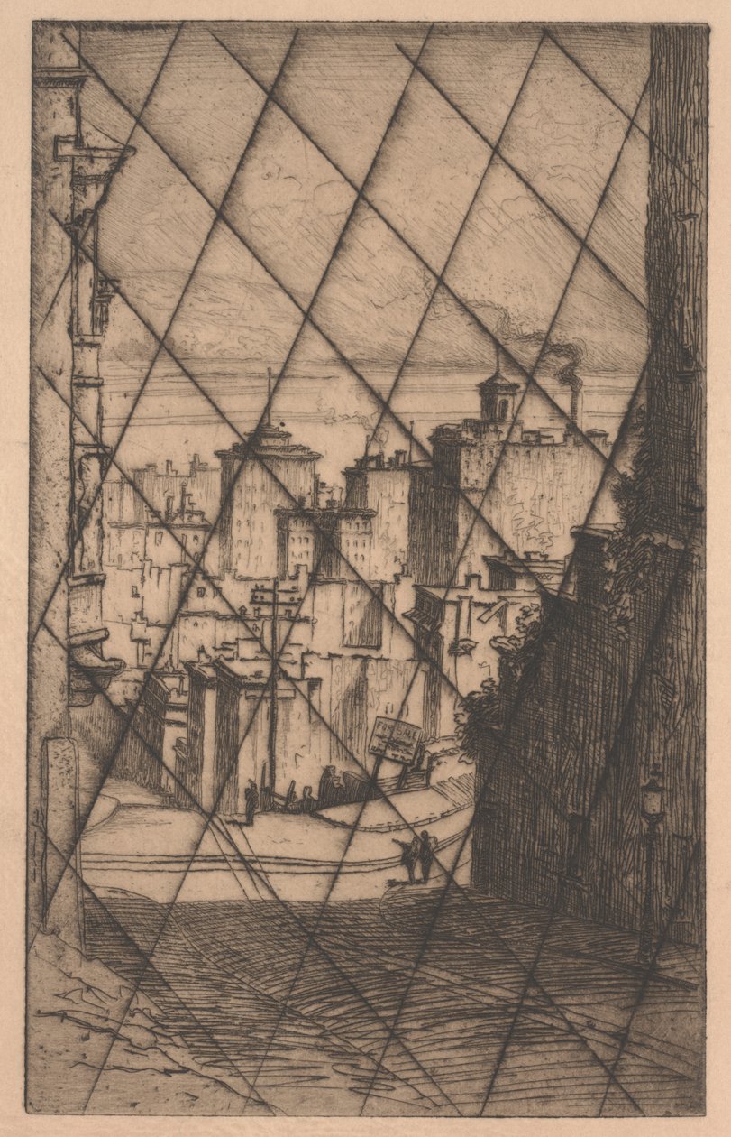 W San Francisco (płyta anulowana), ok. 1911 (mezzotinta) autorstwa George Taylor Plowman