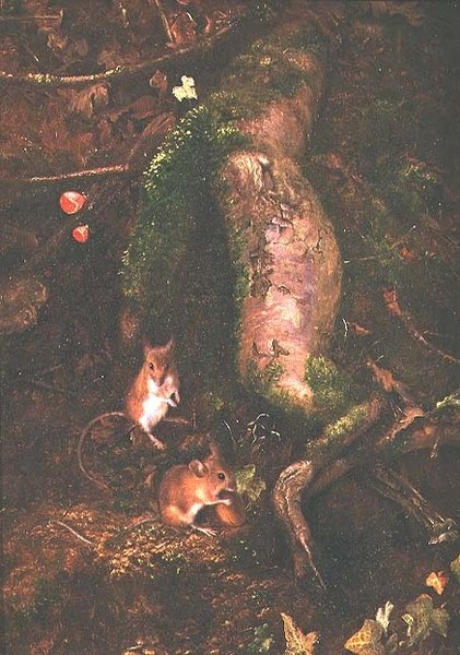 Myszy polne u podnóża drzewa, 1876 autorstwa George Thomas Rope
