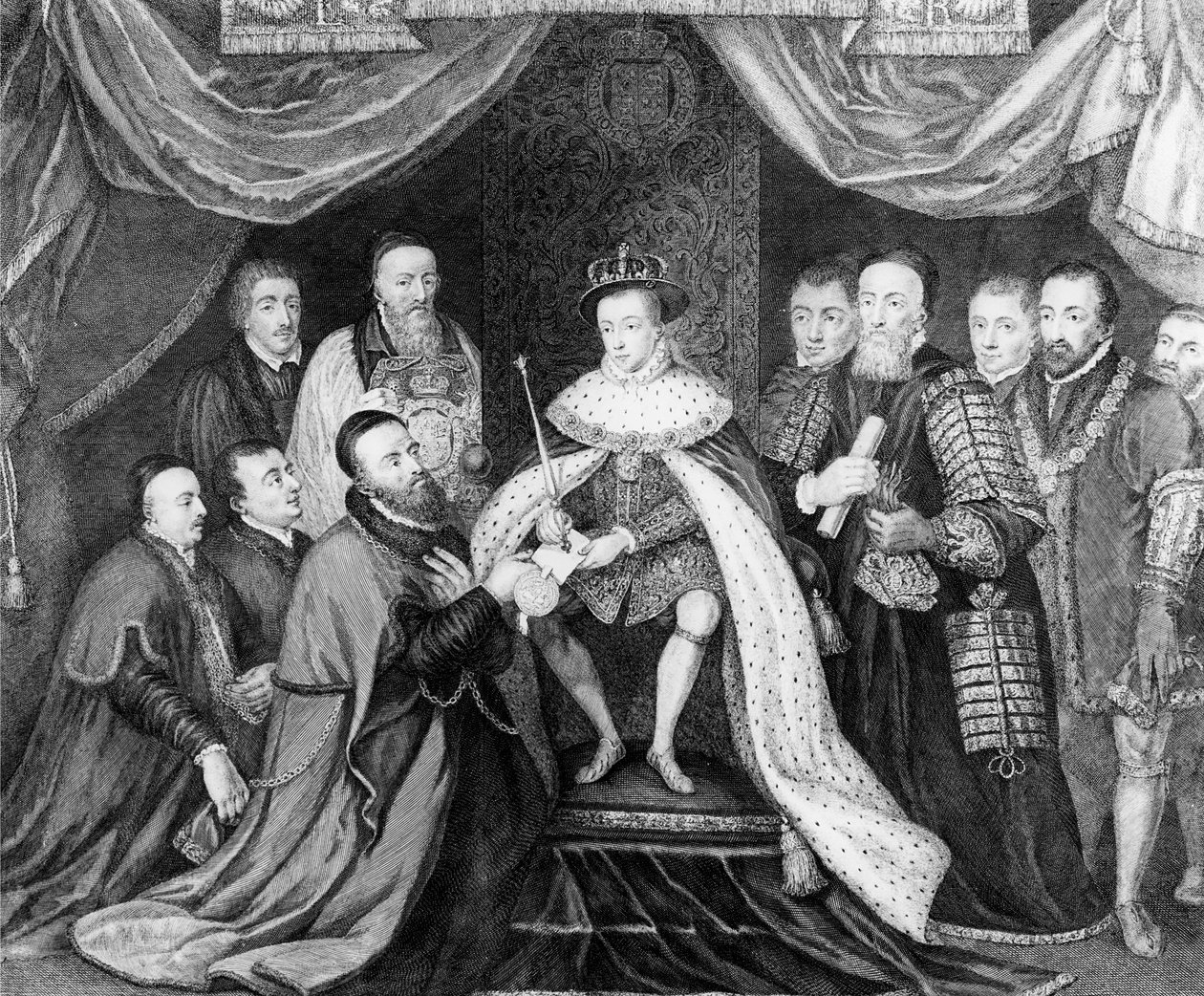 Edward VI przyznający statut szpitala Bridewell Sir George