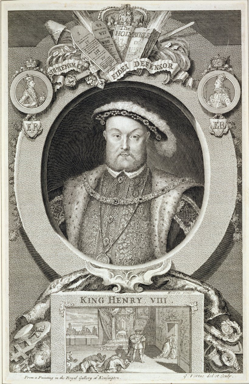 Henryk VIII (1491-1547), po obrazie w Galerii Królewskiej w Kensington autorstwa George Vertue