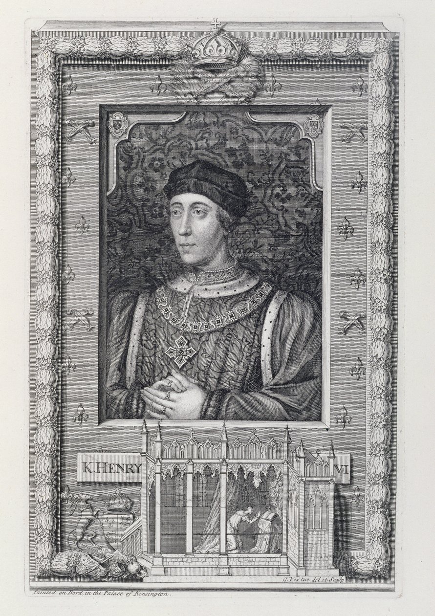 Henryk VI (1421-71) król Anglii 1421-66 i 1470-71, według portretu w Pałacu Kensington, rytowany przez artystę autorstwa George Vertue